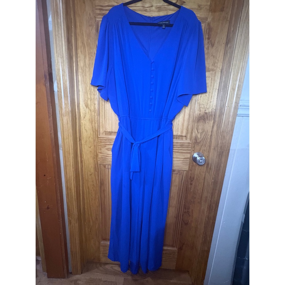 Lane Bryant Royal Blue V-Neck Wide Leg Jumpsuit with Pockets Plus Size‎ 28